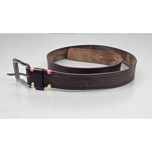 Robert Graham Belt Mens 42' Brown Embossed Genuine Leather Buckle Casual